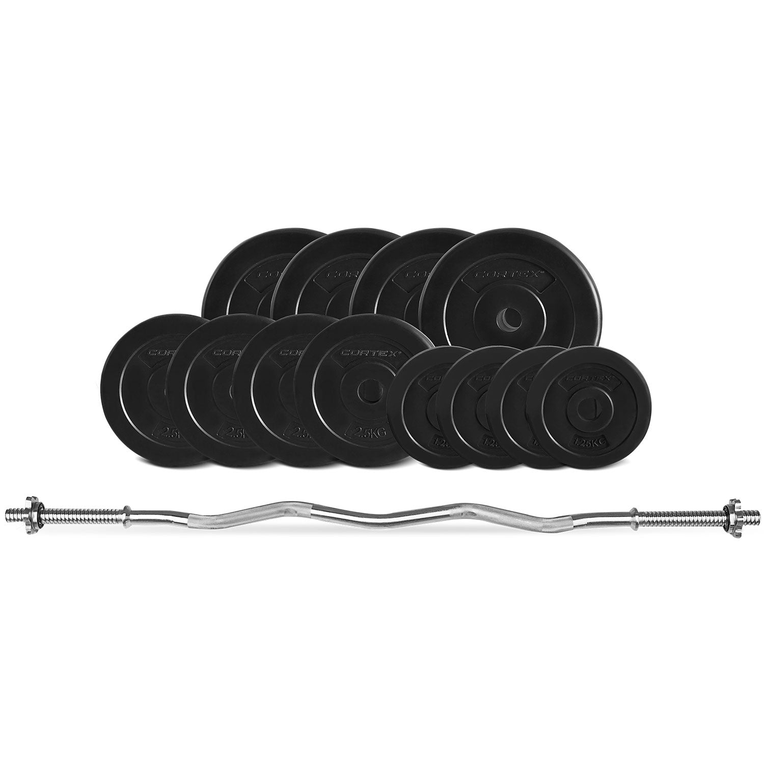 CORTEX 40kg EnduraCast Curl Bar Weight Set – FitnessOne.au